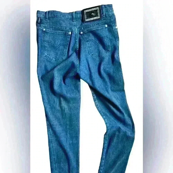 Versace Sz 4 Vintage 80's pantalone Rare Whiskered Jeans Avant Garde Designer - Picture 2 of 16